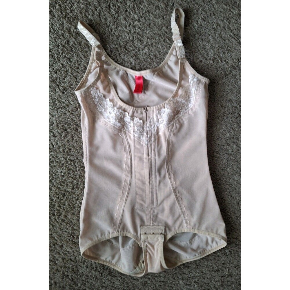 Re Define Shaping Bodysuit Nude Medium Adjustable Embroidered Mesh New